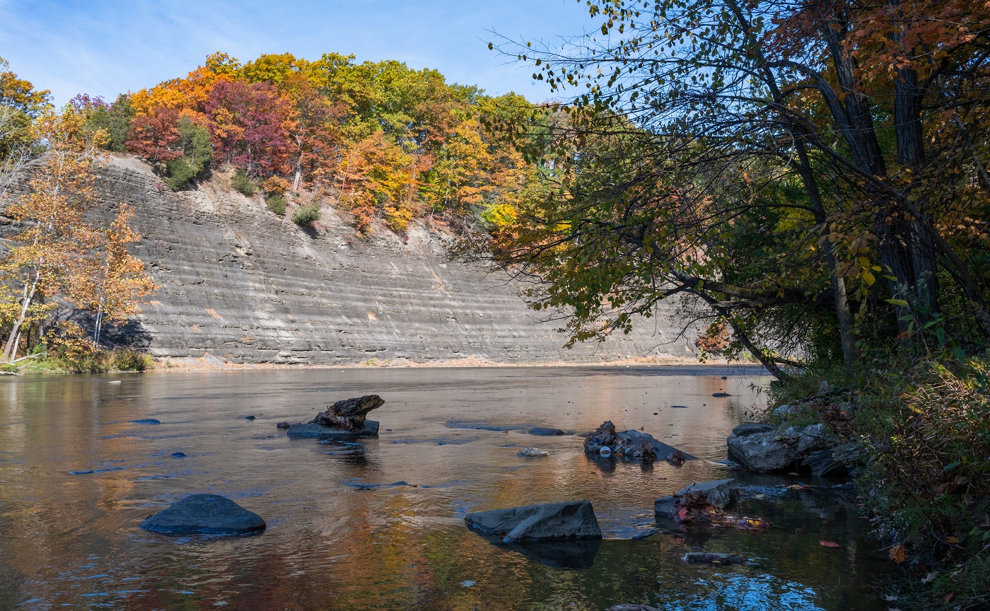 rocky river fall cliff