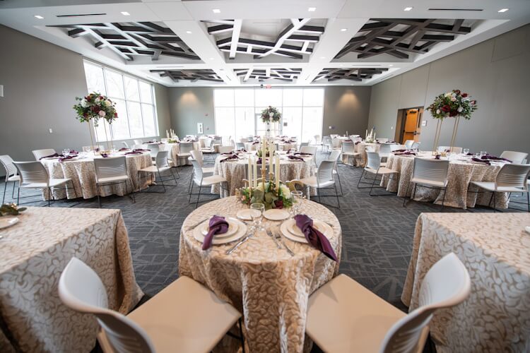 Wedding receptions hall of tables