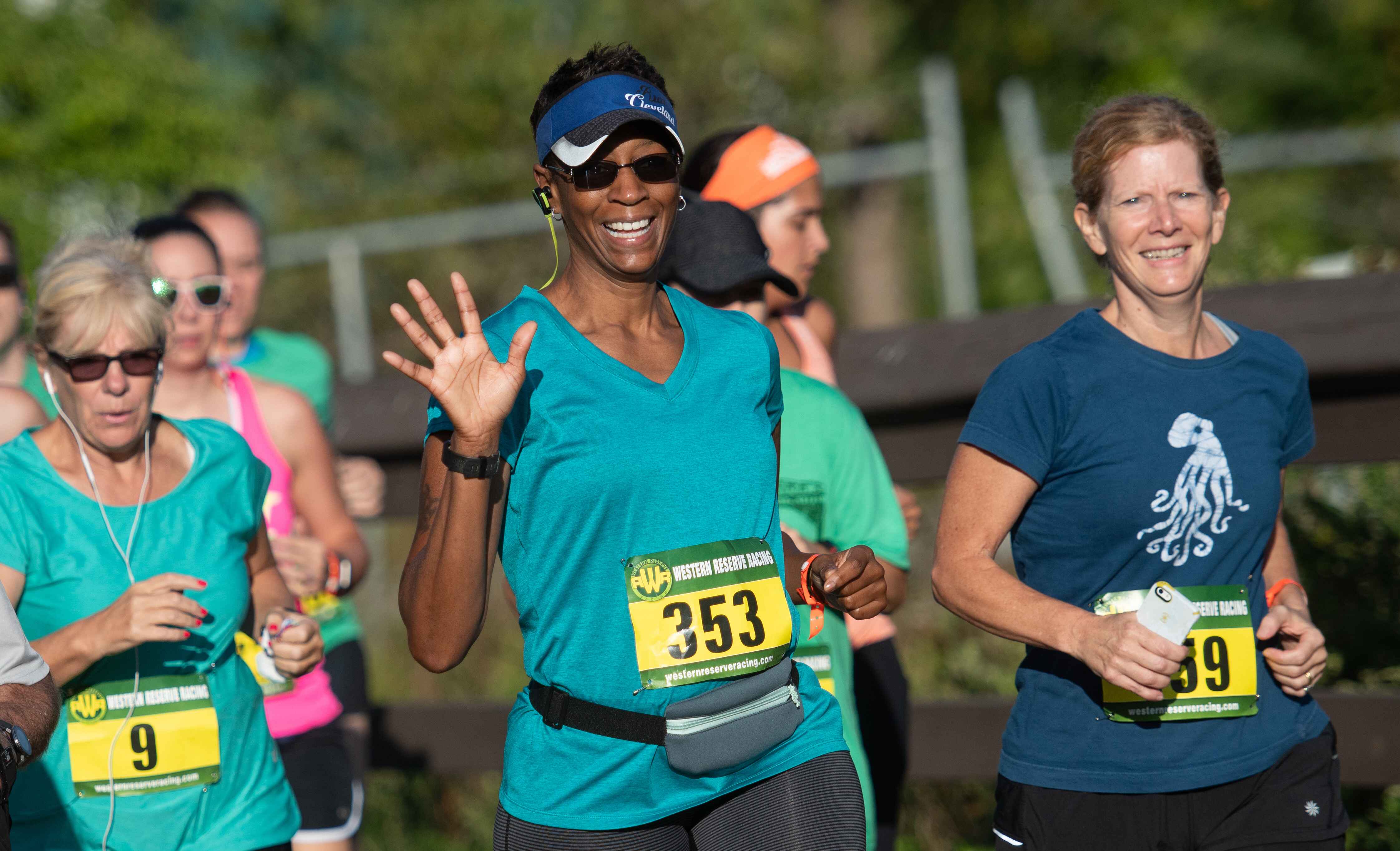 A group of people running a race