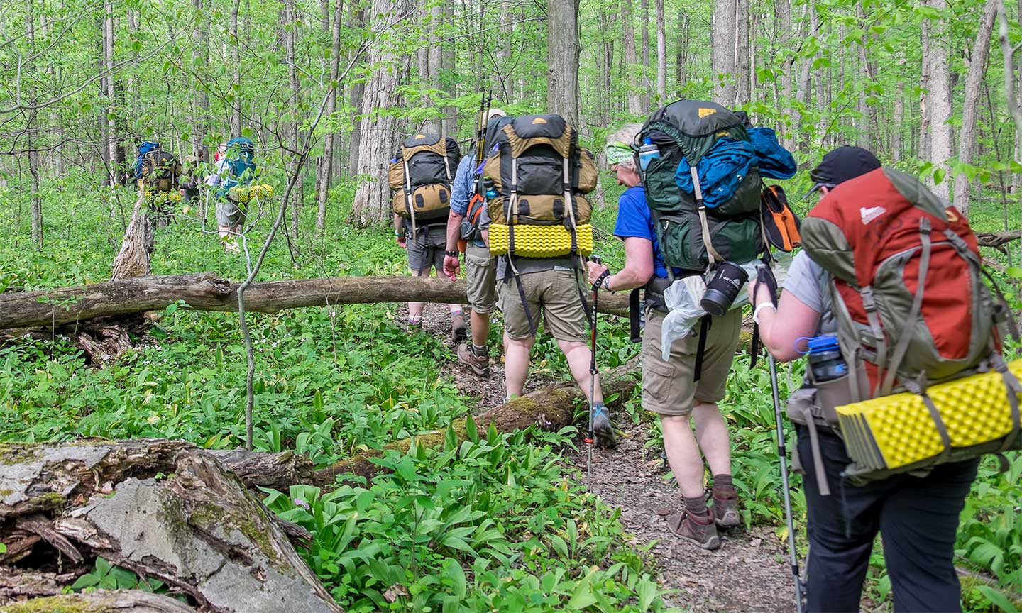 People backpacking