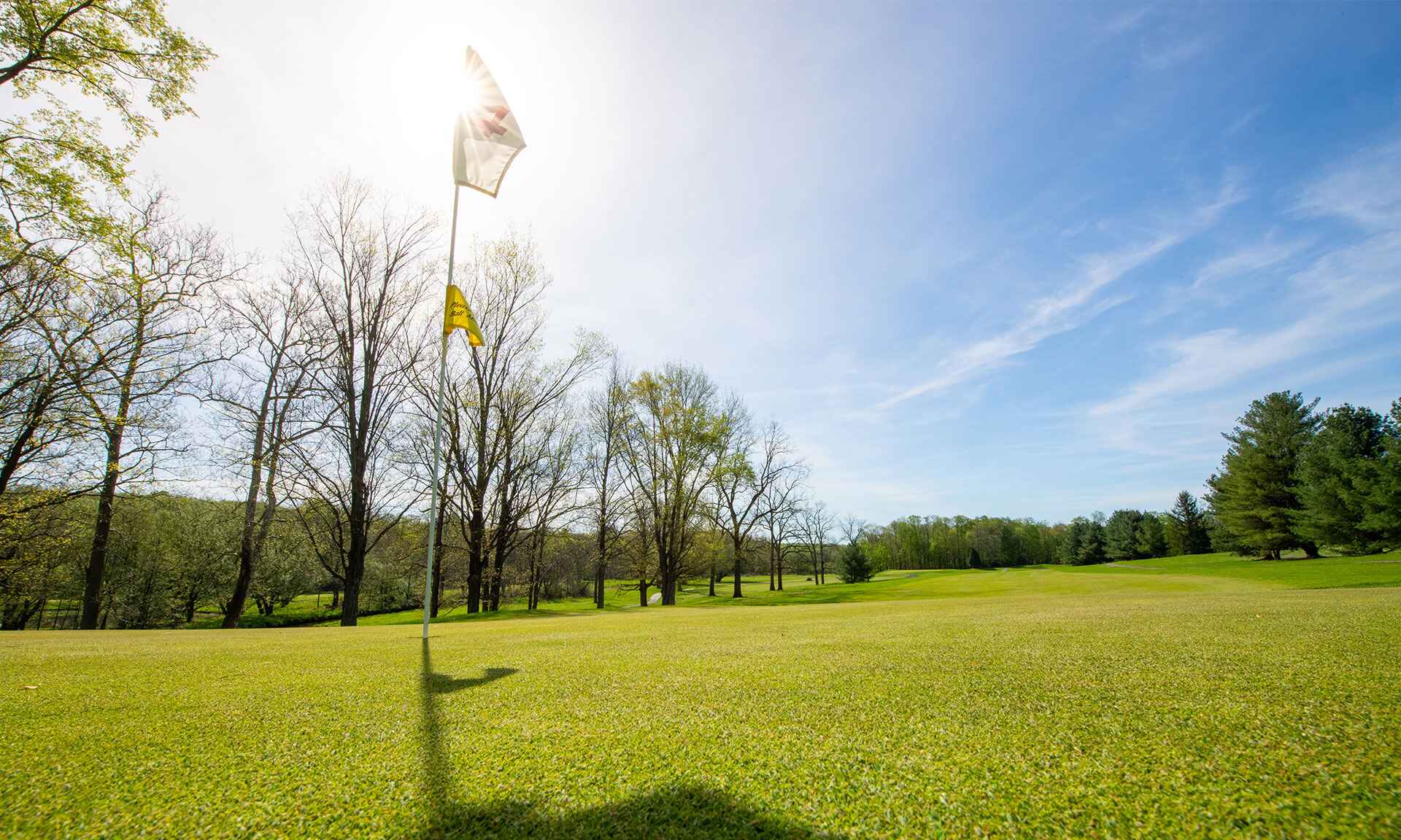 A golf hole with a flag