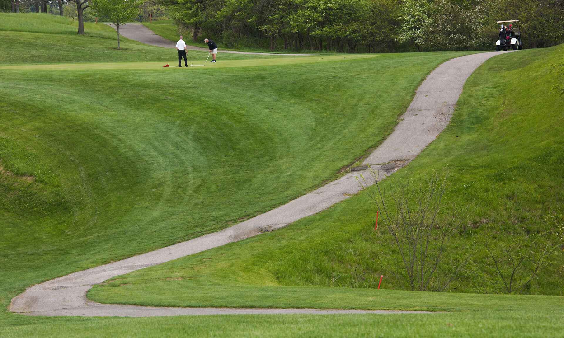 The golf cart path on a golf course