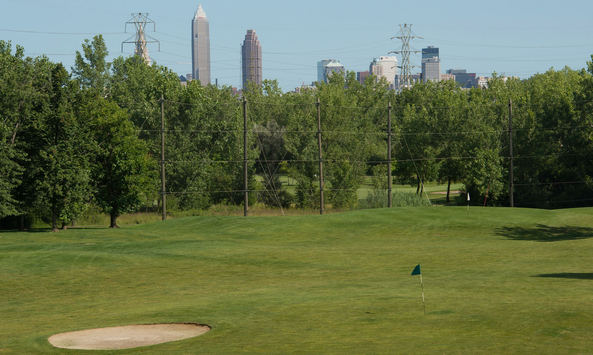 A sand trap on a golf course