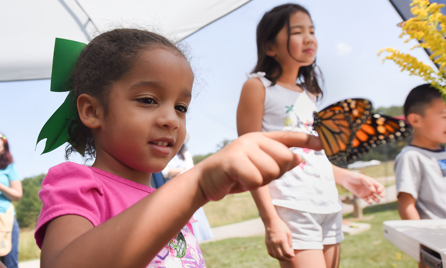 Girl holding a butterfly